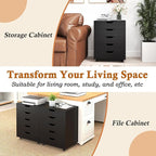 Giantex 5-Drawer Storage Cabinet, Mobile Lateral File Cabinet with Drawers, Wheels, Rolling Chest of Drawers, 19.5" x 16" x 25.5" for Office Under Desk Living Room, Study