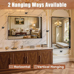50"x30" Black Framed Bathroom Mirror, Large Rectangular Vanity Mirror, Aluminum Metal Frame, Wall Farmhouse Modern Wall-Mounted Mirrors for Bathroom, Bedroom, Living Room, Over Sink