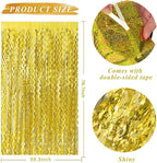 Gold Backdrop Birthday Decorations Foil Curtain Backdrop Gold Streamers Dance Party Decorations Photo Booth Props for Bachelorette Decorations Christmas Halloween New Years Eve Party Supplies