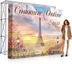 Customize Trade Show Fabric Pop Up Display Tension Fabric Banner Portable Aluminum Display Store Sign Holders Booth Holder Print and Frame Set 20×7.5 FT