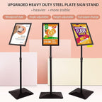 3 Packs Heavy Duty Pedestal Poster Sign Stand, 8.5"x11" Adjustable Floor Standing Sign Holder with 6.6Lbs Solid Steel Base for Vertical and Horizontal View Sign Displayed Stands, Black