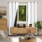 White Blackout Curtains for Living Room 84 Inch Length 2 Panels Set, Thermal Insulated 100% Light Blocking Soundproof Grommet Window Curtains for Bedroom with Black Liner, Each 42 Inch Wide