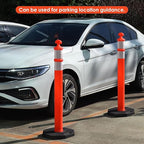 Traffic Delineator Post Cones with Heavy-Duty Octagonal Rubber Base, Channelizer Post Kit for Road Construction Work, Traffic Guidance, Garage Parking, Crowd Control (3, 45")