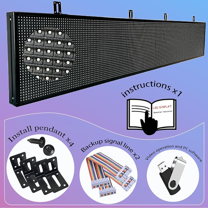 programmable led sign custom scrolling digital signage display screen outdoor for business electronic message board advertising marquee word light Wifi Control High Brightness Neon 77"X14"