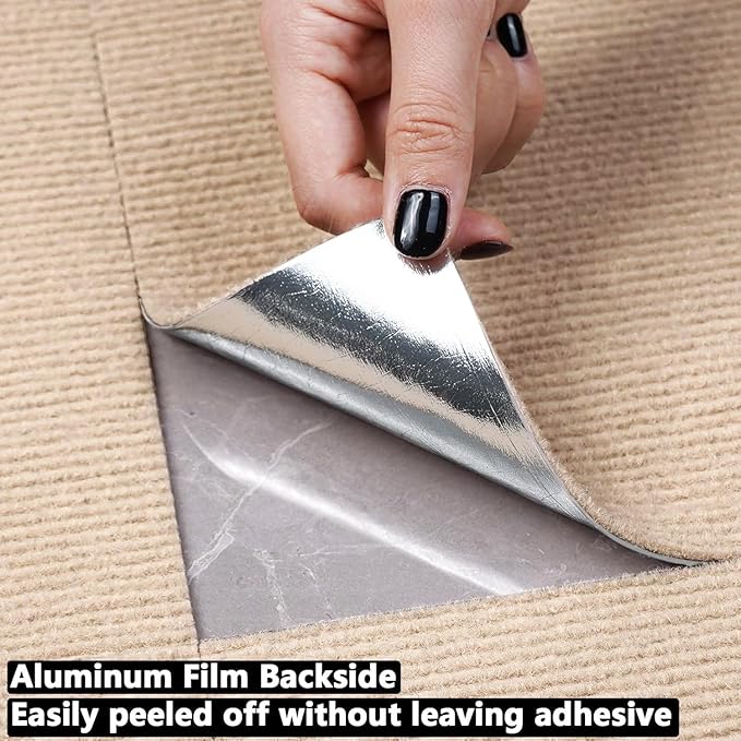 Carpet Tiles Peel and Stick, Self Adhesive Carpet Floor Tile 24" x 24", Khaki Soft Padded Flooring Sticker, Home Decor for Bedroom Living Room Office, 20 Tiles per Box