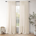 Nanspring Natural Linen Curtains 90 Inches Long for Living Room Country Semi Sheer Light Filtering Curtains Farmhouse Decor Boho Curtain for Bedroom Back Tab and Rod Pocket 52x90, 2 Panels