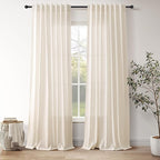 Nanspring Natural Linen Curtains 90 Inches Long for Living Room Country Semi Sheer Light Filtering Curtains Farmhouse Decor Boho Curtain for Bedroom Back Tab and Rod Pocket 52x90, 2 Panels