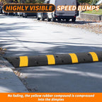 39.4" Rubber Speed Bumps 2 Pack - Heavy Duty Driveway & Parking Cable Protector Ramps, 2-Channel Modular Design for Asphalt & Gravel Roads, Includes 6 Bolts & Spikes