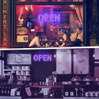LED Open Sign for Business, 30"x10" Dimmable Brightness Large Electric Light Up Sign, Hanging Installation for Store, Bar, Pub, Hotel, Restaurant, Salon, Red and Blue