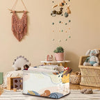 Boho Floral Collapsible Storage Bin - 17x11.5x10.5 Inch Foldable Organizer Basket for Home Decor, Bohemian Decor, Closet - Single Pack No Lid Space-Saving Design