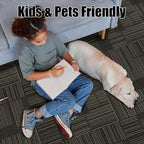 24" x 24" Self-Adhesive Carpet Tiles, 20 Pack Peel and Stick Carpet Squares for Indoor Flooring, Non-Slip Squares Carpet Floor Tile for Basement, Bedroom, Office, Easy DIY Installation