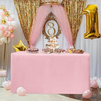HolidayIdeas 2 Pack Fitted Pink Tableclothes - 48 x 24 Inch - Rectangle Tablecloths for 4 Foot Tables, Polyester Fabric Table Covers for Parties, Baby Shower, Wedding, Trade Show