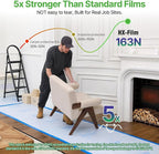 39" x50' Heavy-Duty Floor Protection | Construction Grade Carpet Protector | Drop Cloth Plastic Film for Hardwood Floors | Waterproof Painters Covering with No Residue(Ice Blue)