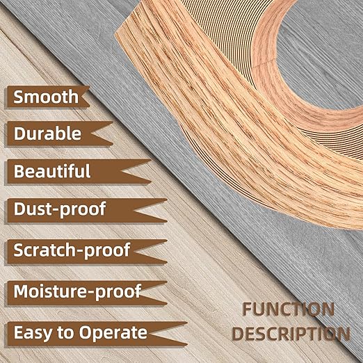 GSCIT Club Red Oak Edge Banding, 5/8 inch x 10ft roll of Veneer Edge Banding - Pre-glued Flexible, Real Wood Tape for Cabinet Repair & Furniture Restoration