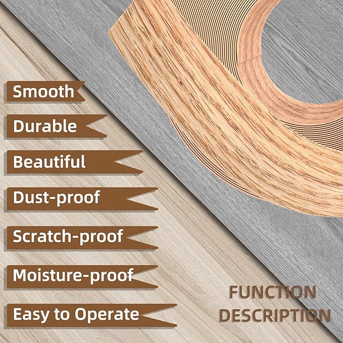 GSCIT Club Red Oak Edge Banding, 1 inch x 25ft roll of Veneer Edge Banding Pre-glued Flexible, Real Wood Tape Banding for Cabinet Repair Furniture Restoration, ZYKJ-1-25-RedOak