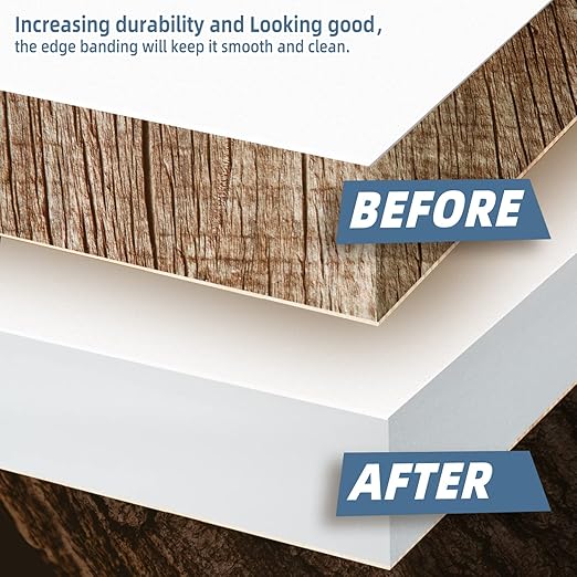 Melamine Edge Banding, 1/2 inch x 100ft roll of Veneer White Edge Banding Pre-glued, Real Wood Tape for Cabinet Repair & Furniture Restoration