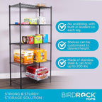Internet's Best 5-Shelf Adjustable Wire Shelving | Heavy Duty Storage Rack | Metal Shelf for Garage, Restaurant, Industrial Use - Wide Unit Shelves, Sturdy Steel Frame | Black | 36" W x 18" D x 72" H