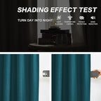 DUALIFE Dark Teal Blue Pinch Pleated Blackout Curtains 108 Inches Long, Back Tab with Hooks, Linen Full Black Out Thermal Insulated Track Curtain for Bedroom Living Room,40 Wx108 L, 2 Panels