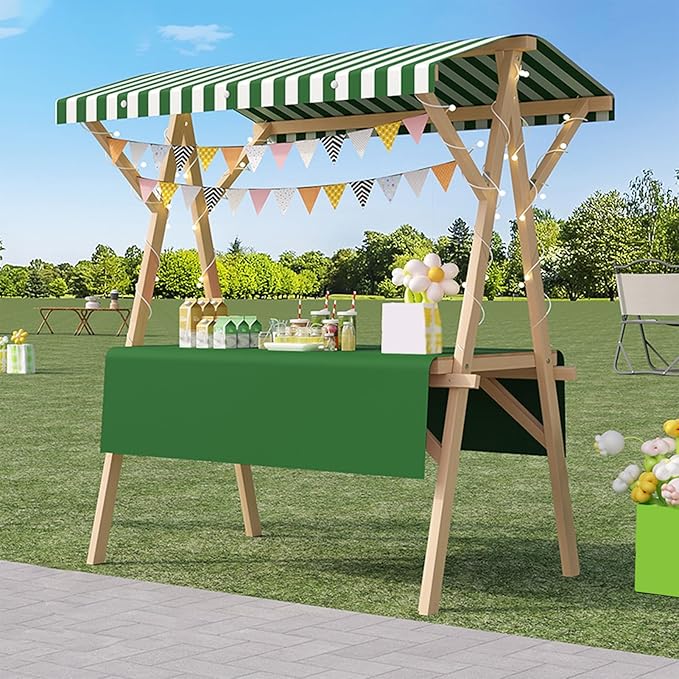 Outdoor Vendor Cart, Portable Cart with Canopy, Movable Stall Display Stand, Foldable Vending Stand Kiosk Display Trolley with Canopy, for Market, Street Food, Events(Green 4,150cm/59in)
