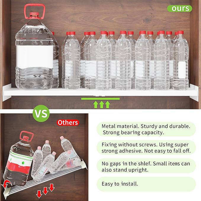 Expandable Closet Shelf Organizer, Adjustable Shelves Organizer, Storage Shelving Rack DIY Divider RV Separator for Cabinet Pantry Wardrobe Cupboard Kitchen, 1 Pack, Large