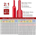 Chanzon 2:1 Ratio 5/8" (16mm) Heat Shrink Tubing 3.3Ft Roll (1M Total Length) Red Polyolefin Sleeving Wrap Shrinking 2 to 1 1pcs
