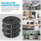 2-3/8" Black Desk Grommet, JTemgle Flexible Cable Grommet with Bi-Metal Hole Saw Rubber Cable Hole Cover Wire Organizer Caps Desktop Cord Management for Home Office TV Stands Tabletops, 7 Pieces