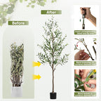 Artificial Olive Tree 6FT, Tall Faux Olive Trees for Indoor Outdoor, Realistic Potted Plant Natural Wood Trunk, Leaves and Fruits for Home Office Decor (1, 6FT)