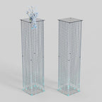 2-Pack 48" Wedding Pillars Columns, Clear Acrylic Flower Pedestal Stands with LED Lights & Crystal Beads, Decorative Wedding Columns for Ceremony, Party & Event Venues