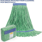 Matthew Cleaning Heavy Duty Mop Head Commercial Replacement for General and Floor Cleaning , Wet Industrial Blue Cotton Looped End String Head Refill (Pack of 12) Green
