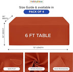 HolidayIdeas 4 Pack Fitted Tablecloth for 6ft Tables, Rust Table Cover for Christmas Vendor Booth Display, Market Stall, Craft Fair, Fall Festival, Wrinkle Resistant with Professional 4-Sided Coverage
