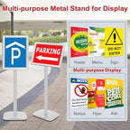 Heavy Duty Standing Sign Holder 11x17 Inch - Pedestal Floor Sign Stand with Weighted Base - Vertical & Horizontal View Poster/Menu Holder for Indoor/Outdoor Business Store Advertising, Silver