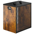 Office Garbage Can With Lid - Iron and Wood Combination Bedroom Garbage Can, Retro Industrial Style Trash Can with Handle, Rectangular Design Wastebasket for Home Office, 4.5 Gallon (Patent Pending)