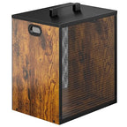 Office Garbage Can With Lid - Iron and Wood Combination Bedroom Garbage Can, Retro Industrial Style Trash Can with Handle, Rectangular Design Wastebasket for Home Office, 4.5 Gallon (Patent Pending)