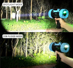 XINXI Rechargeable Spotlight with 1000000 Lumens COB Floodlight, IP67 Waterproof Spotlight Flashlight,Long Runtime Handheld Spot Light with Red Filter for Hiking, Boating, Hunting(Black)