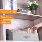 WUIKE Closet Organizers and Storage, Trapezoid Storage Bins, Fabric Closet Bins with Handles, Foldable Storage Baskets for Clothes, Purse, Blanket, Herringbone Gray, Extra Large, 3-Pack