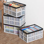 42 L Plastic Stackable Collapsible Storage Crate, 4-Pack Stacking Folding Storage Basket, Utility Crate Basket Containers