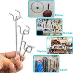 Pegboard Hooks Accessories - 62pcs 2/4/6 Inch Metal Peg Board Tool Hangers, Fits 1/8 1/4 Pegs Slots, Pegboard Wall Organizer Shelving Racks, Hanging Display Storage Holders for Garage Craft Office
