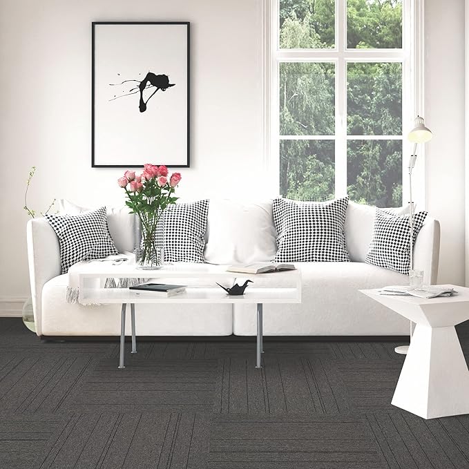 Mohawk Basics 24" x 24" Berber (Loop pile), 0.07" Pile Height, Carpet Tile, PET Fiber, Iron Color, (24 Tiles), (96 sqft/carton)