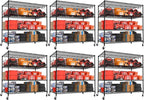 PrimeZone 6 Packs 55.5" W x 24" D x 80" H Heavy Duty Wire Storage Shelves with Wheels, 4 Tier Adjustable NSF Certified Garage Shelving Unit, Rolling Metal Organizer Shelf Rack for Warehouse, Pantry