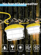 HYPERLITE Construction String Lights 100FT: 10 Bulbs String Work Lights with Climbing Hooks - IP65 Waterproof Linkable LED String Lights for Job Site Attic Renovation Crawlspace Lighting