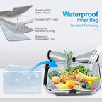 LIQING 35L Large Picnic Basket 2 Layers of Internal Pockets Leak-Proof and Insulated ，Folding with Internal Support for enhansed Stability, Wedding Gifts for Couple(Grey)