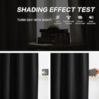 DUALIFE Black Blackout Pinch Pleated Curtains 102 Inches Long 2 Panels, Back Tab Thermal Insulated With Hooks Room Darkening Track for Living Room Sliding Door, 40W x 102L Inch