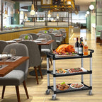 Service Cart 3 Shelf, Plastic Heavy Duty 3-Tier Utility Cart with Wheels, Rolling Utility/Push Cart for Foodservice/Commercial/Restaurant/Office/Warehouse/Kitchen/Hotel
