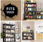 72" H/59 W Garage Shelving Heavy Duty Storage Shelves Adjustable Garage Shelves 5 Tier Metal Shelving Unit Utility Rack Shelf for Kitchen Warehouse Pantry Storage, Black, 72" H x 59" W x 20" D