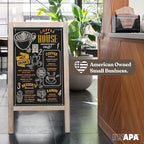Ilyapa Wooden A-Frame Sign with Eraser & Chalk - 40 x 20 Inches Magnetic Sidewalk Chalkboard – Grey Menu Display for Restaurant, Business or Wedding