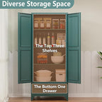 Metal Storage Cabinet,75" Tall Kitchen Pantry Storage Cabinet with Doors and Adjustable Shelves, Green Metal Pantry Cabinets with Drawer, Large Cupboard for Kitchen, Dining Living Room