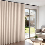 Room Divider Blackout Curtains Flexible Sliding Tracks Sets Ceiling Mounted Rod Window Curtain Privacy Separation for Bedroom Living Rooms,1 Panel Beige Drape and Black Track Set-W180xH84 in