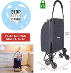 dbest Products Trolley Dolly Sport Stair Climber – Foldable Grocery Cart on Wheels – Multi Use Rolling Cart with Removable Bag, Hand Truck Dolly Function, and Stair Climbing Wheels, Black