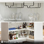 Tribesigns Bar Cabinet, L-Shaped Home Bar Table with Stemware Racks, 4-Tier Corner Bar Unit Liquor Wine Bar Table Reception Desk for Home Pub, White
