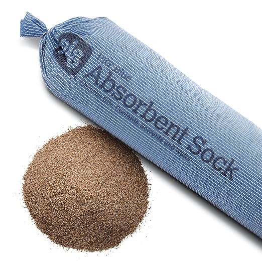 PIG Blue Absorbent Sock Heavy Sock Forms Barrier & Prevents Spills from Spreading 8-Gal Absorbency 5" x 10' 4 Socks PIG217